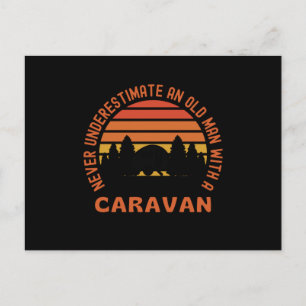 Gammal man med en Caravan Funny Caravanning Vykort