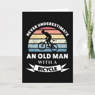Gammal man med en cykel Roligt fadersdagpresent Kort