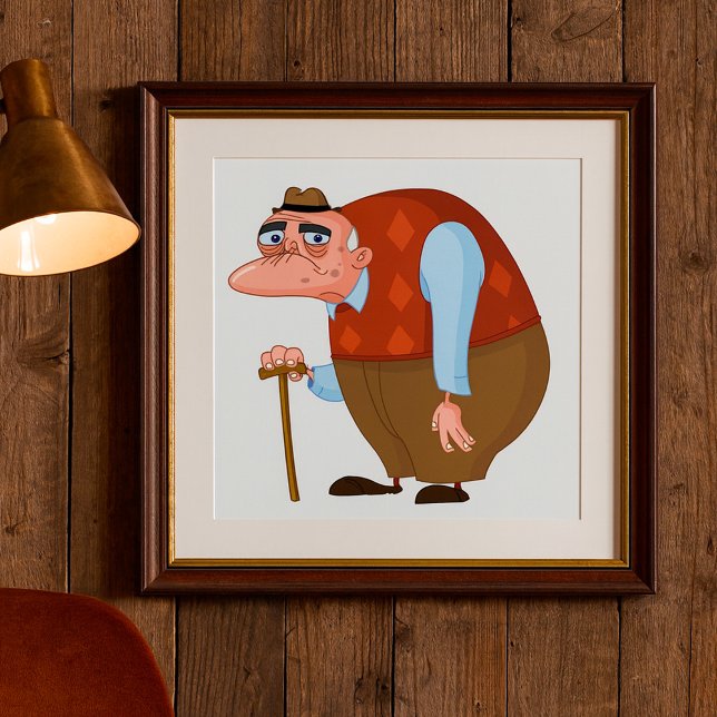 Gammal man med en Käpp Poster (Skapare uppladdad)