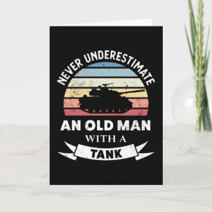 Gammal man med en Tank från Panzer Gift Pappa Kort
