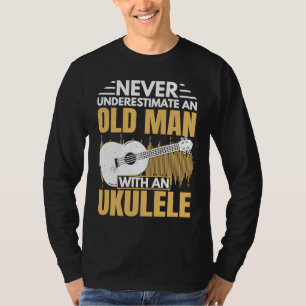Gammal Man Med En Ukulele Spelare Musik Grafik T Shirt