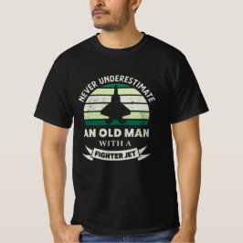 Gammal man med Fighter Jet Funny-flygplansgåvor T Shirt