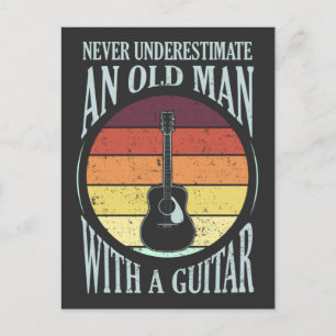 Gammal man med Guitar Funny Guitarist Musician Vykort