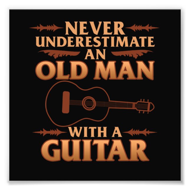 Gammal man med Guitar Music Player Musician Guitar Fototryck (Framsidan)