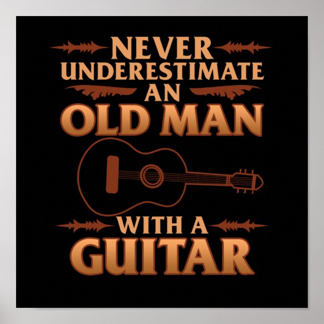 Gammal man med Guitar Music Player Musician Guitar Poster (Framsidan)