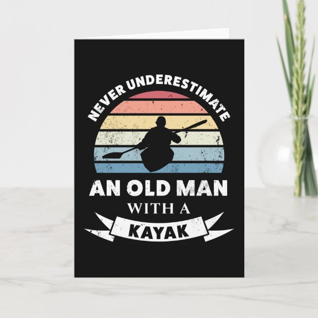 Gammal man med Kayak Funny Gift Pappa Kort (Framsida)