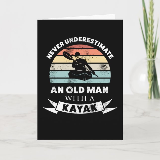 Gammal man med Kayak - Kayaking Gift Manar Kort (Framsida)