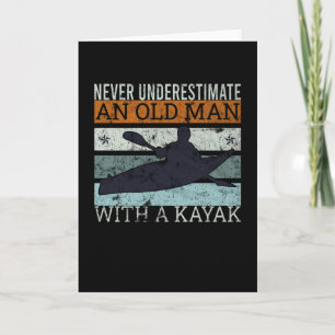 Gammal man med Kayak Kayaking Paddle Kort
