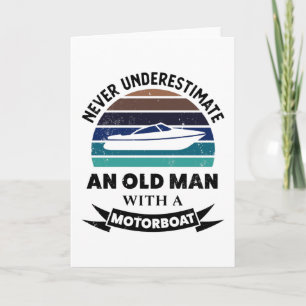 Gammal man med motorbåtsfuny Boating Gift Pappor Kort