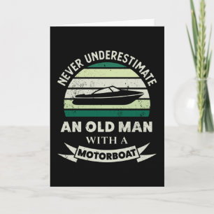 Gammal man med motorbåtsfuny Boating Gifts Pappa Kort