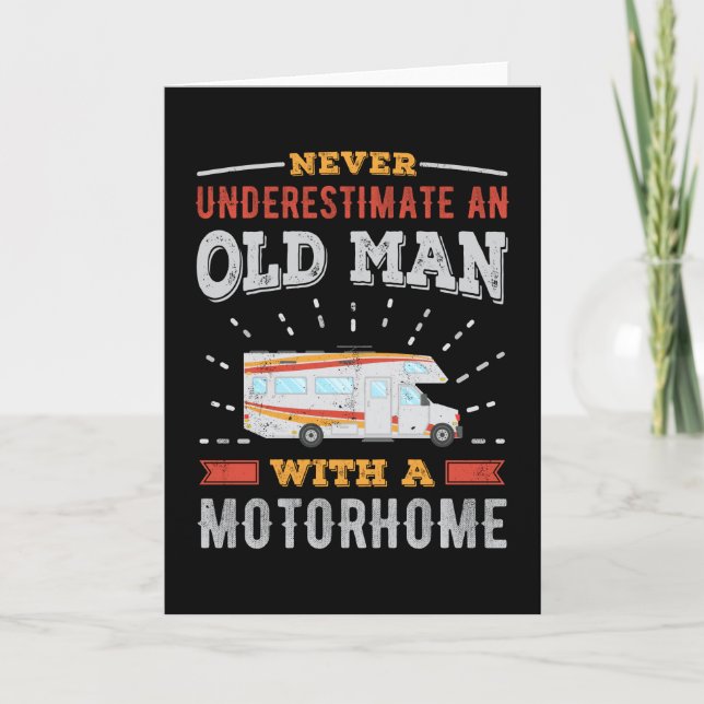 Gammal man med Motorhome Retro RV Gift Pappa Kort (Framsida)