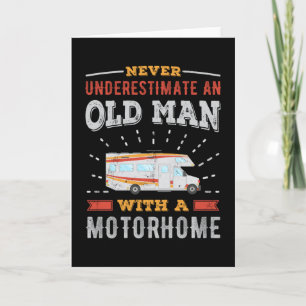 Gammal man med Motorhome Retro RV Gift Pappa Kort