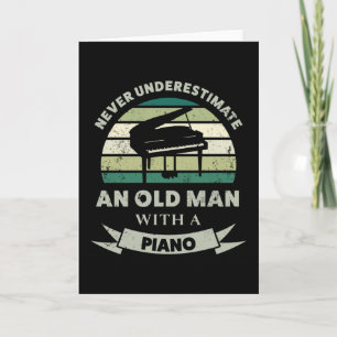 Gammal man med Piano Funny Pianist Pappa Kort