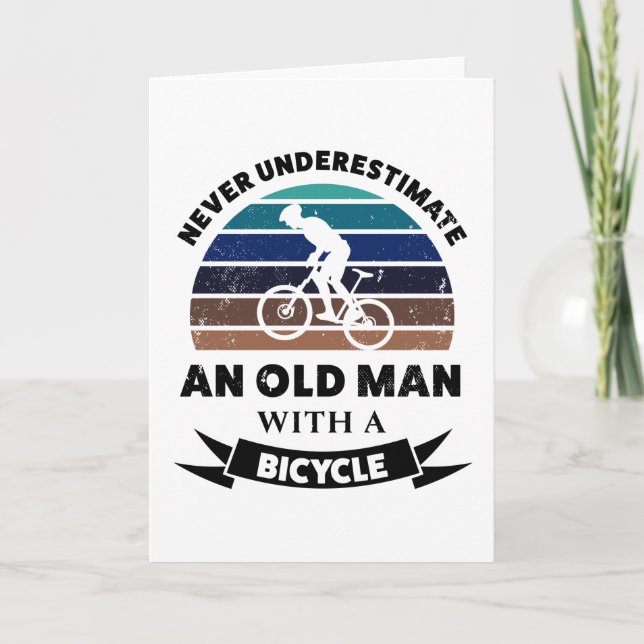 Gammal man med rolig present för pappa på cykel kort (Framsida)