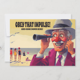 Gammal man med Spyglass på Beach, lustigt Spara Datumet