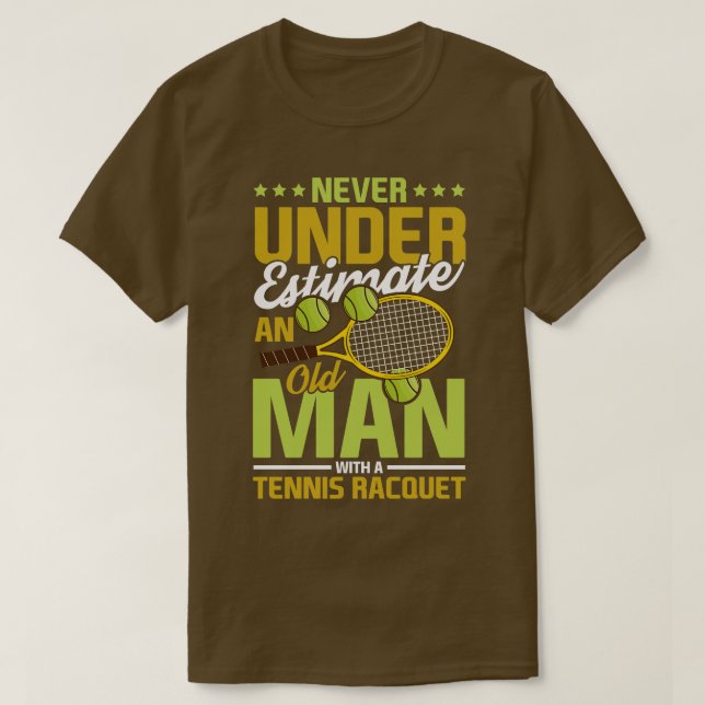 Gammal man med tennis Racquet-gåva T Shirt (Design framsida)