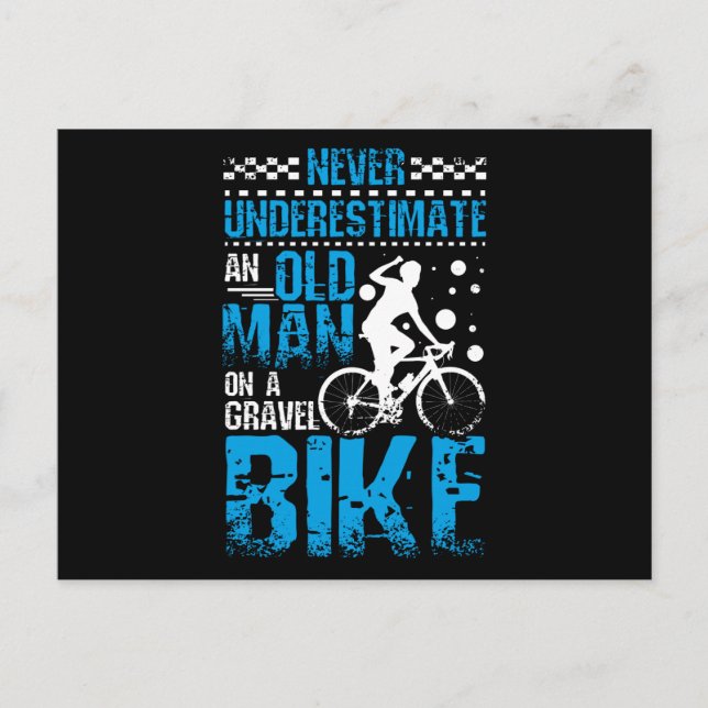 Gammal man på en gravel Bike Vykort (Framsida)