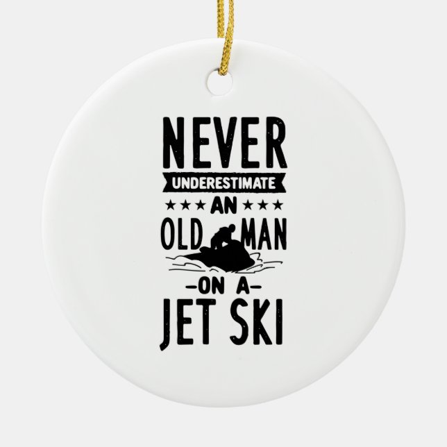 Gammal man på en Jet ski Julgransprydnad Keramik (Framsidan)