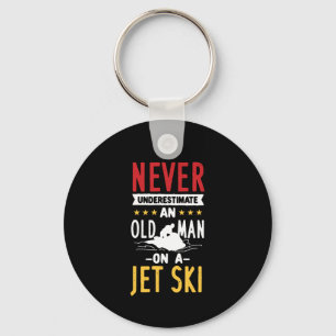 Gammal man på en Jet ski Nyckelring