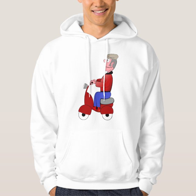 Gammal man på en Scooter Manar Hoodie (Framsida)