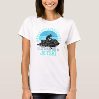 Gammal man på Jet Ski Grandpa Rider Vatten Jet Ski T Shirt