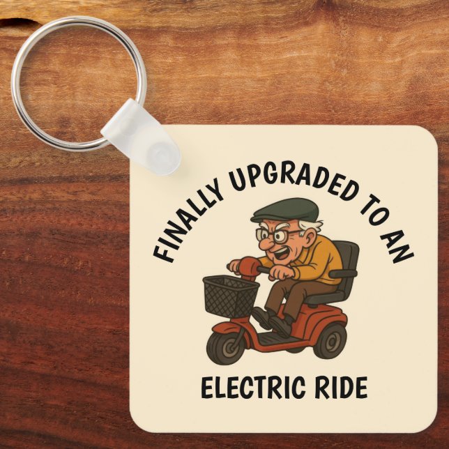 Gammal man på Scooter Nyckelring (Framsida)