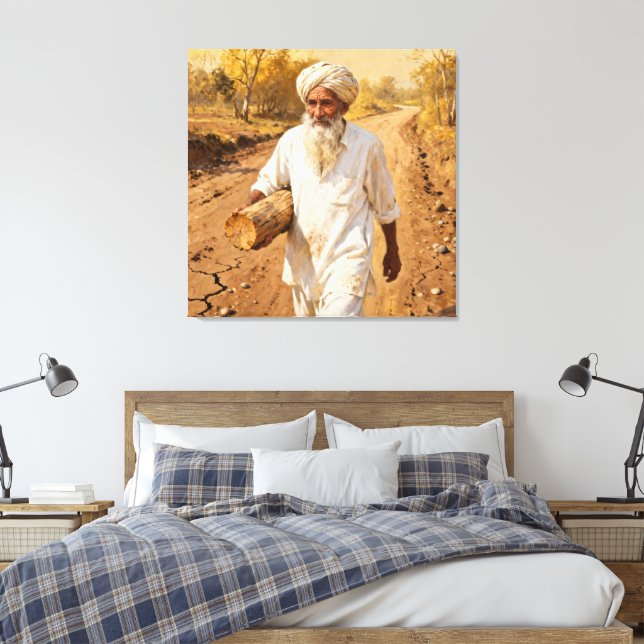 Gammal Man Premium Canvas med ram (Insitu (sovrum))