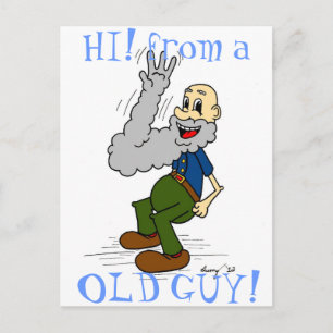 Gammal man som viftar Beard "HI!" från ett GLD GUY Vykort