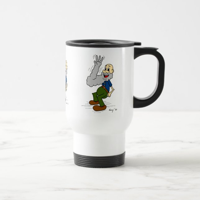 Gammal man som viftar skägg resemugg (Höger)