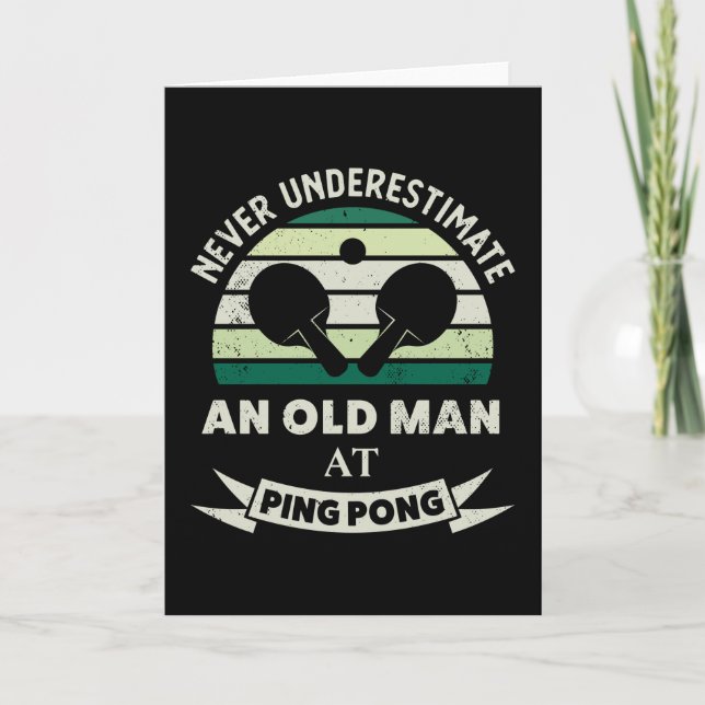 Gammal man vid Ping Pong Funny bord tennis Gifts P Kort (Framsida)