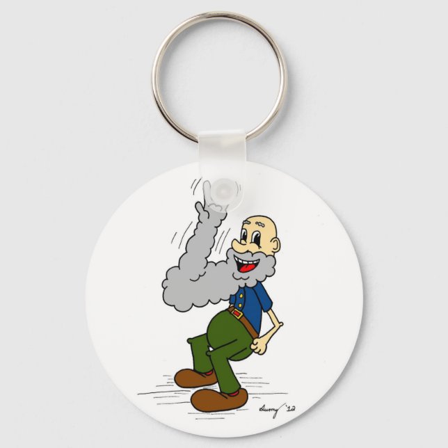 Gammal man Wave Beard Keychain Nyckelring (Framsida)