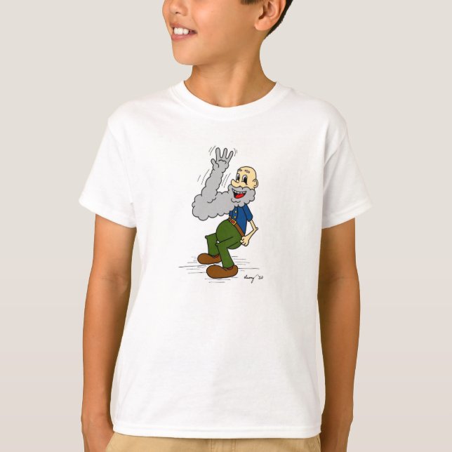 Gammal man Wave Beard Kids Basic Tee (Framsida)