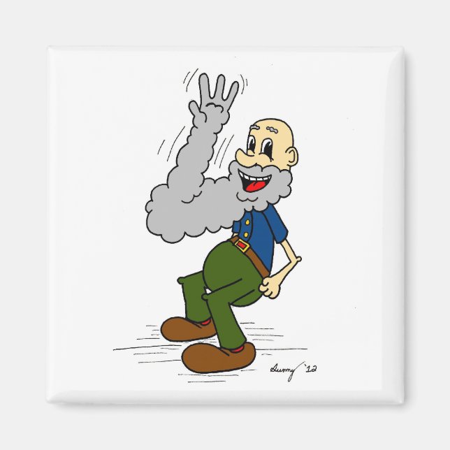 Gammal man Wave Beard Magnet (Framsidan)