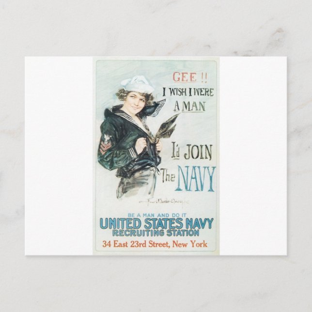 Gammal marin Poster omkring 1918 Vykort (Framsida)