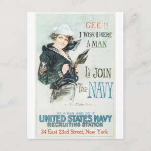 Gammal marin Poster omkring 1918 Vykort
