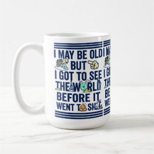 Gammal Men Såg Världen Innan Den Blev Dålig Kaffemugg