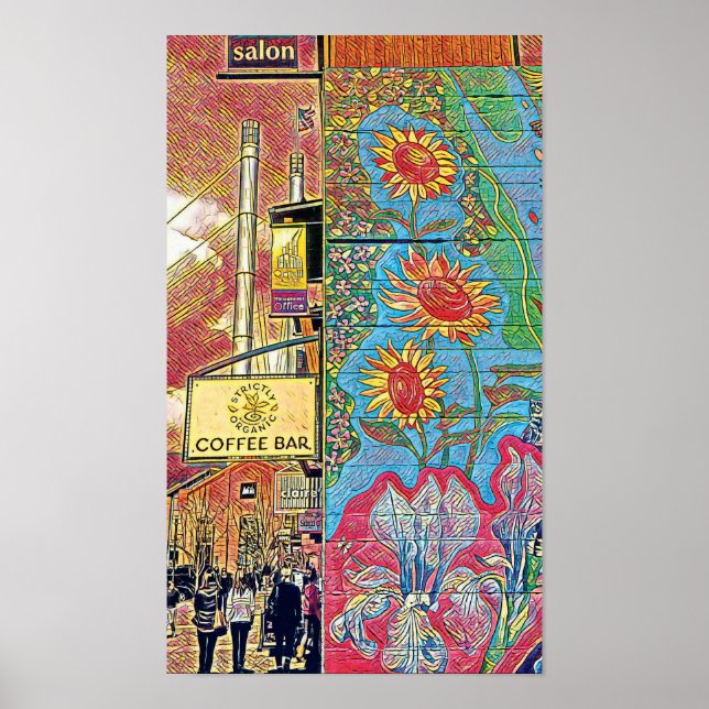 Gammal Mill District Bend, Oregon Art Print Poster (Framsidan)