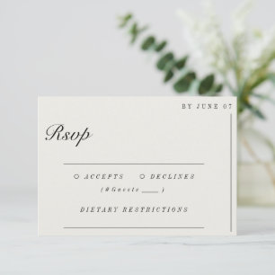 Gammal, minimalistisk Ecru White Bröllop OSA Kort