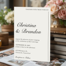Gammal, minimalistisk inbjudan till Ecru White Wed