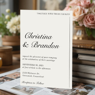 Gammal, minimalistisk inbjudan till Ecru White Wed