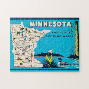 Gammal Minnesota-karta 11x14 Pussel