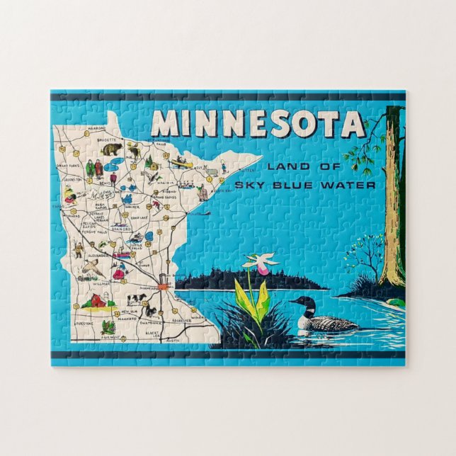 Gammal Minnesota-karta 11x14 Pussel (Horisontell)