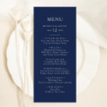 Gammal minsta marin blå | Silver Bröllop-middag Meny<br><div class="desc">Denna klassiska minsta marinblått | Middag-menyn i silver bröllop är underbar för en enkel modern romantik och elegant bröllop. Den mörk marinpaletten Blue färg och minimal vintage typografi ge är en chic av klassens formella beröring. Utformningen är flexibel, perfekt för en grundläggande contemporary kväll, vår, fall, sommar eller vinterbröllop. Behålla...</div>