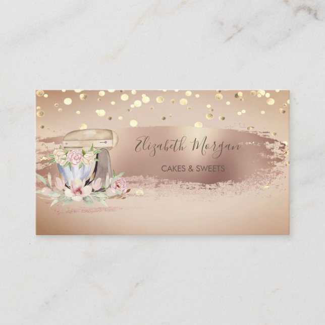 Gammal mixerblomma,Guld-konfetti, penseldrag Visitkort (Framsida)