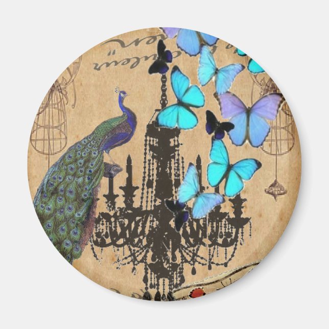 gammal modern vintage (blåblå fjäril) magnet (Framsidan)