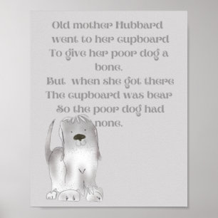 Gammal Mor Hubbard söt tecknad roligt i grått Poster