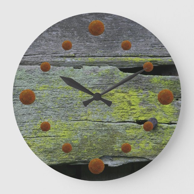 Gammal mosy Wood Wall Clock Stor Klocka (Framsida)