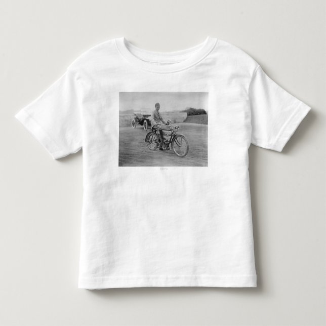 Gammal motorcykel med lyktabillyktan tee (Framsida)