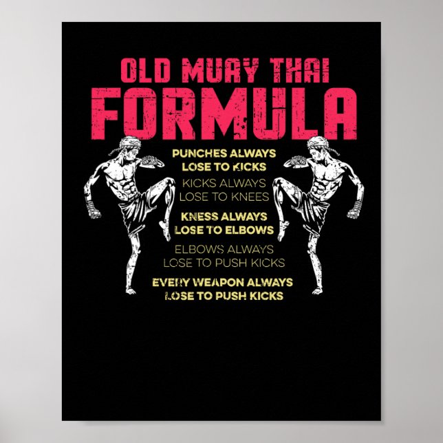 Gammal Muay Thai Formel Kickboxning Thailändsk Box Poster (Framsidan)