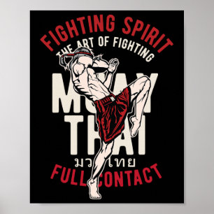 Gammal Muay Thai kickboxning Fighter Training Arbe Poster